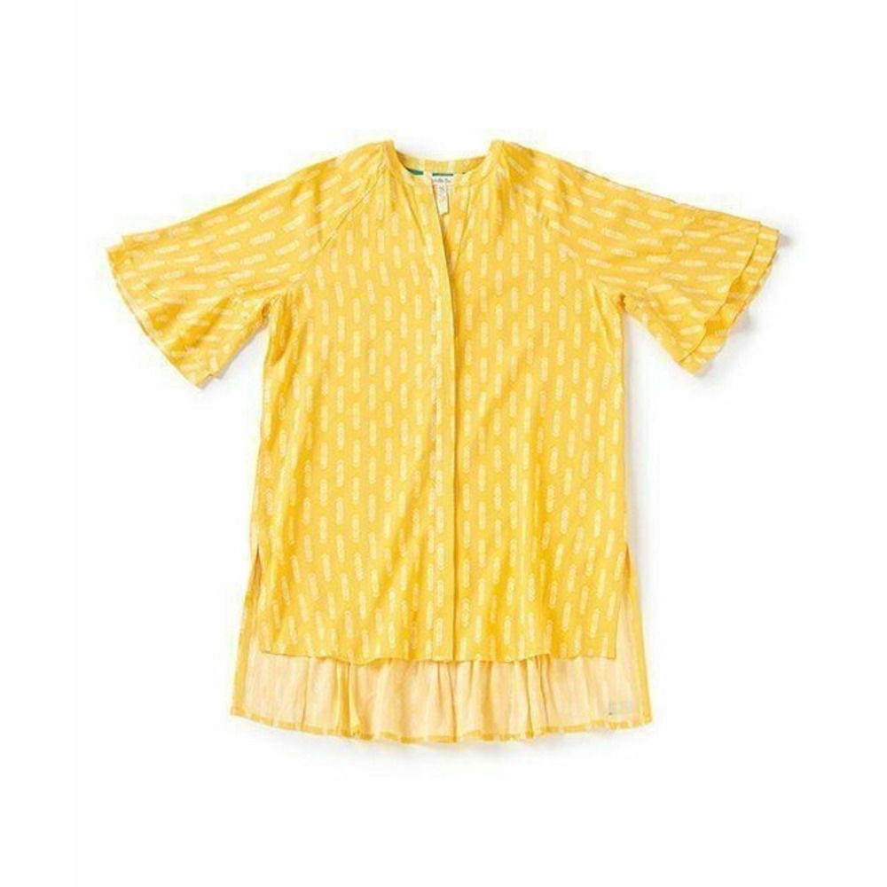 ✨2/$20 Matilda Jane Golden Hour Geometric Hi-Low Top Yellow Ruffle Blouse Small - Picture 2 of 6